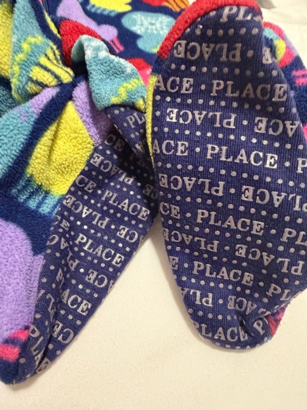 Place Navy Fleece Footed One-Piece with Colorful Mitten Print 18-24months